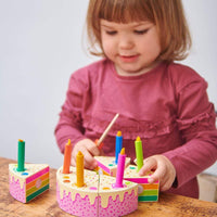 Kids Rainbow Wooden Birthday Cake