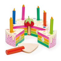 Kids Rainbow Wooden Birthday Cake