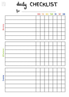Blank Daily Checklist Chart - Instant Digital Download