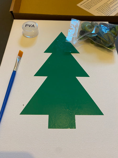 Kids DIY Button Art Canvas Craft Kit - Christmas Tree