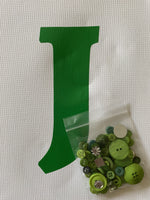 Kids DIY Button Art Canvas Craft Kit - Personalised Initial - Red