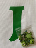 Kids DIY Button Art Canvas Craft Kit - Personalised Initial - Red